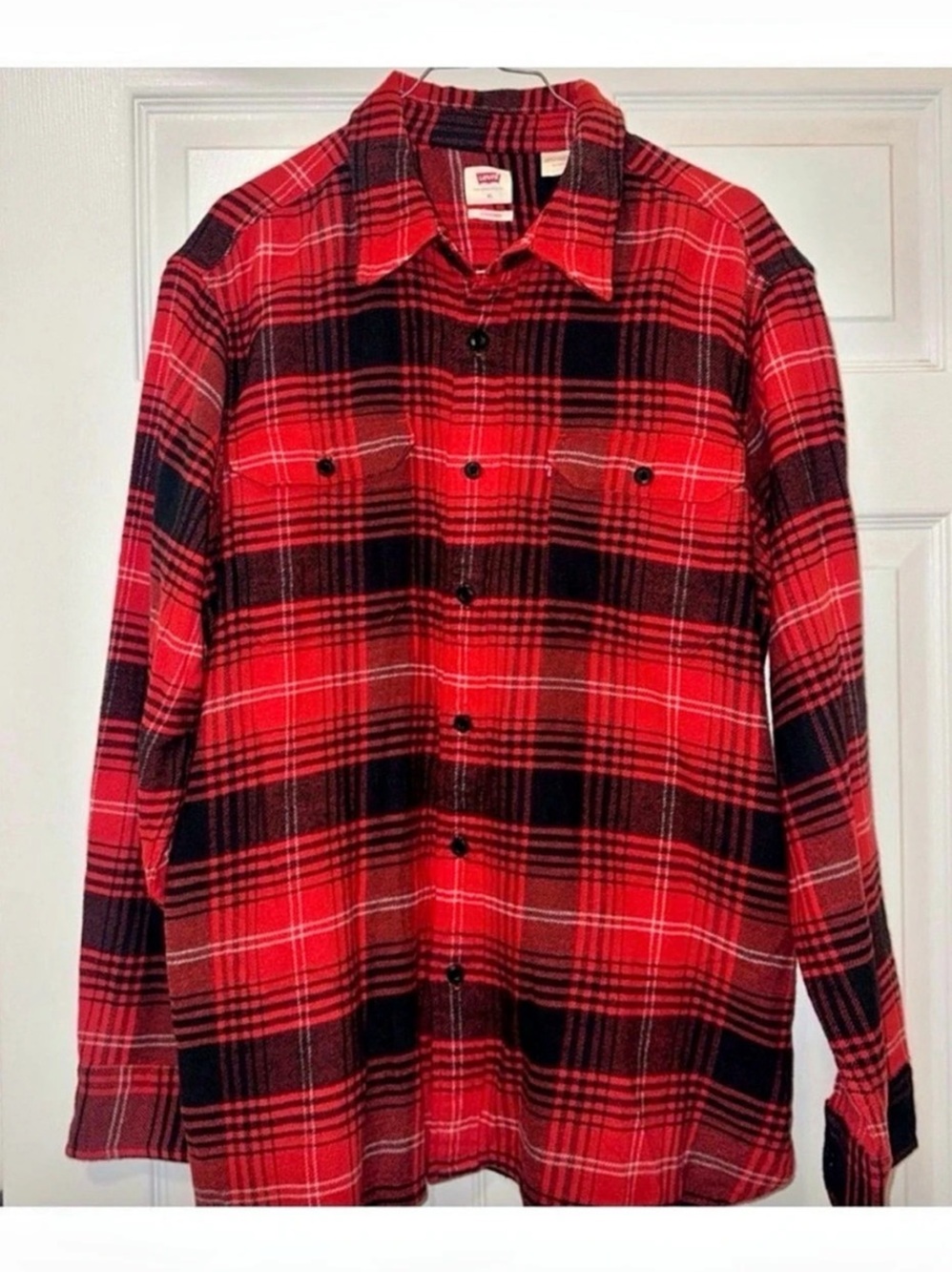 Levi's Classic Standard Fit Flannel Shirt Red & Black XL
